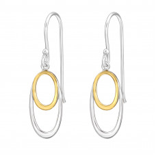 Oval Sterling Silver Earrings (Two-Tone Plated)
