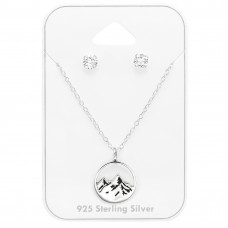 Silver Mountain Set on Card with Cubic Zirconia