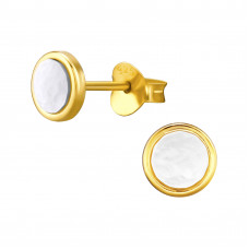 Circle Sterling Silver Ear Studs with Imitation Stone