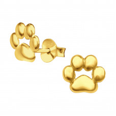 Children's Silver Paw Print Ear Studs