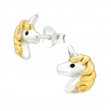 Children's Silver Unicorn Ear Studs with Epoxy
