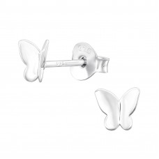 Children's Silver Butterfly Ear Studs