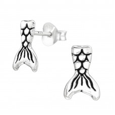 Children's Silver Mermaid Tail Ear Studs