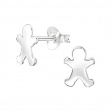 Gingerbread Man Children's Sterling Silver Ear Studs