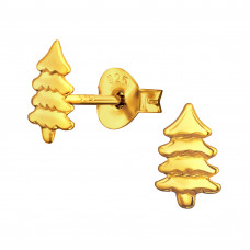 Children's Silver Christmas Tree Ear Studs