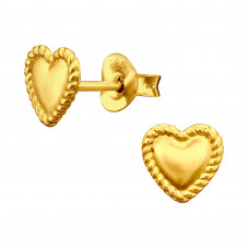 6mm Children's Silver Heart Sterling Silver Gold Plated Ear Studs