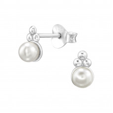 Dots Sterling Silver Ear Studs with Imitation Pearl