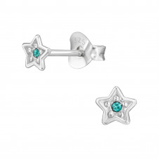 4mm Star Sterling Silver Ear Studs with 2x Crystal