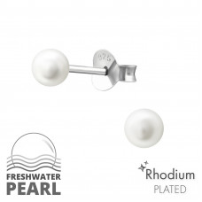 Fresh Water Pearl 4mm Sterling Silver Ear Studs