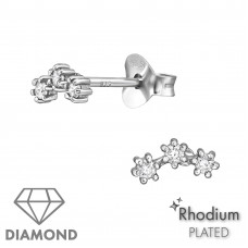 Cluster Sterling Silver Ear Studs with 1.5mm Diamonds