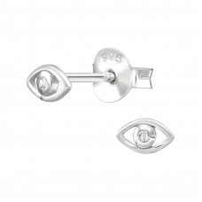 5mm Evil Eye Sterling Silver Ear Studs with Cubic Zirconia