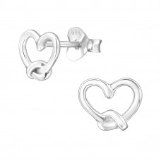 8mm Heart with Knot Sterling Silver Ear Studs