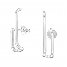 Curved Bar Sterling Silver Ear Studs