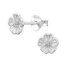 Hibiscus Flower 6mm Sterling Silver Ear Studs