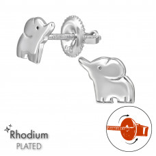 Baby Elephant Children's Sterling Silver Screw Back Ear Studs