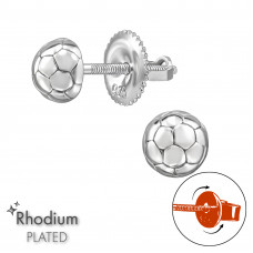 Football Children's Sterling Silver Screw Back Ear Studs