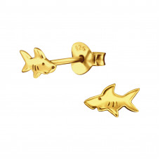 Children's Silver Shark Ear Studs