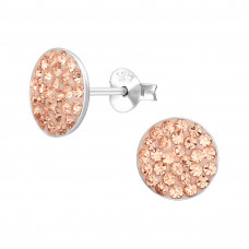 10mm Circle Sterling Silver Ear Studs with 56x Crystal