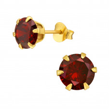 Silver Round 7mm Basic Ear Studs with Cubic Zirconia