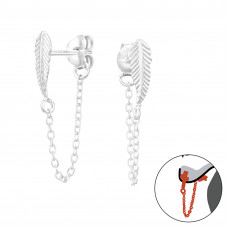 Leaf Sterling Silver Ear Jacket and Connector Earrings (PRS)