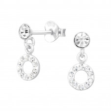 Circle Sterling Silver Earrings with Crystal