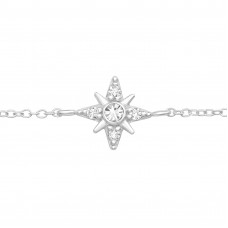 Silver Northern Star Bracelet with Cubic Zirconia and Crystal