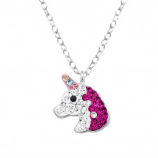 Unicorn Children's Sterling Silver Necklace with Crystal