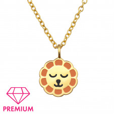 Lion Children's Sterling Silver Necklace with Epoxy