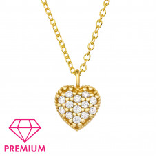 Heart Children's Sterling Silver Necklace with Cubic Zirconia