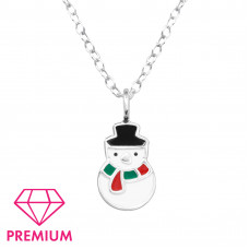 Snowman Children's Sterling Silver Necklace with Epoxy