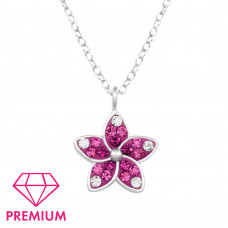 Flower Children's Sterling Silver Necklace with Crystal