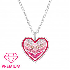 Heart Children's Sterling Silver Necklace with Crystal and Epoxy
