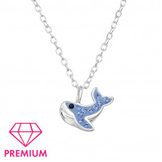 Whale Children's Sterling Silver Necklace with Crystal