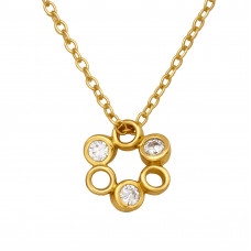 6 Connected Circles Sterling Silver Gold Plated 45cm Necklace with Cubic Zirconia