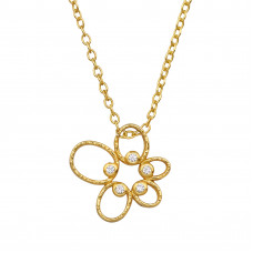 Flower Sterling Silver Necklace with Cubic Zirconia