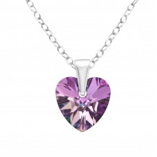 10mm Crystal Heart Pendant Sterling Silver Necklace
