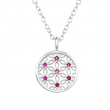 Flower Sterling Silver Necklace with Cubic Zirconia