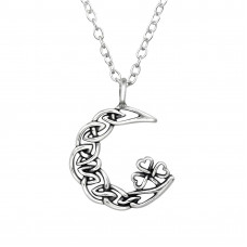 Moon and Clover Sterling Silver Necklace