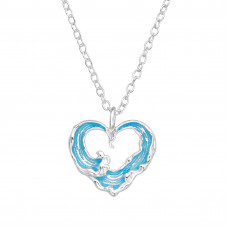 Wave Heart Sterling Silver Necklace with Epoxy