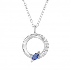 12mm Geometrical Sterling Silver Necklace with 10x Cubic Zirconia