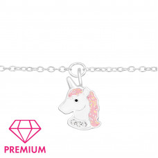 Children's Silver Unicorn Bracelet with Crystal and Epoxy