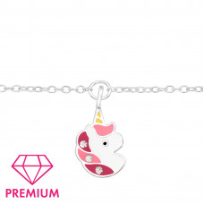 Children's Silver Unicorn Bracelet with Crystal and Epoxy