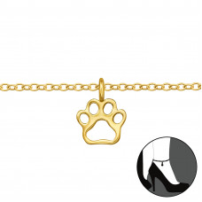 Paw Print Sterling Silver Anklet