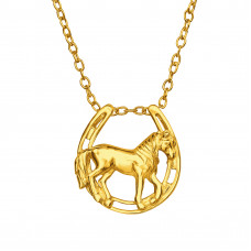 Silver Horse and Horseshoe Necklace