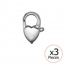 Heart 5x12mm Lobster Clasp Stainless Steel (x3)