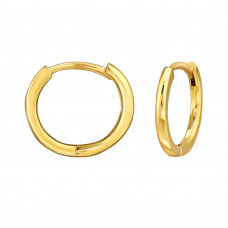 1.5x12mm Sterling Silver Gold Plated Huggie Hoops