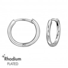 1.5x12mm Sterling Silver Rhodium Plated Huggie Hoops