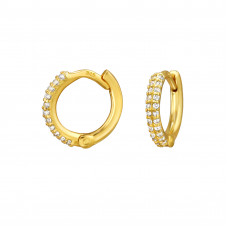 1.6x10mm Sterling Silver Gold Plated Huggie Hoops with Cubic Zirconia