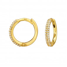 1.6x12mm Sterling Silver Gold Plated Huggie Hoops with Cubic Zirconia