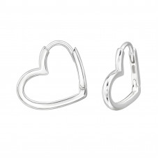 Plain Heart 1.5x13mm Sterling Silver Huggie Hoops